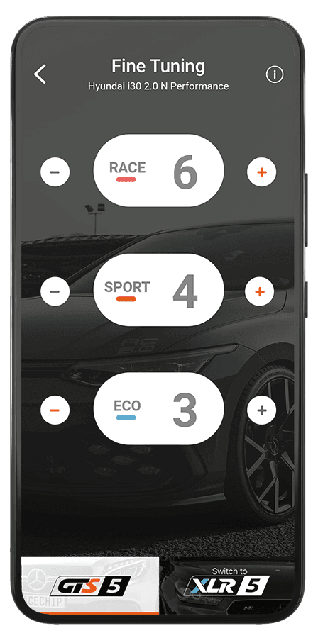 RaceChip app settings screen